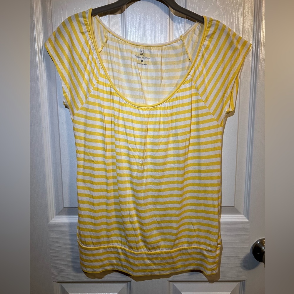 Yellow and White Striped Top